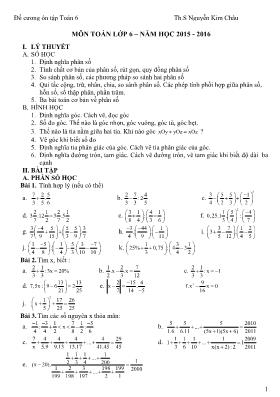 Đề cương ôn tập học kỳ II môn Toán Lớp 6 - Năm học 2016-2017